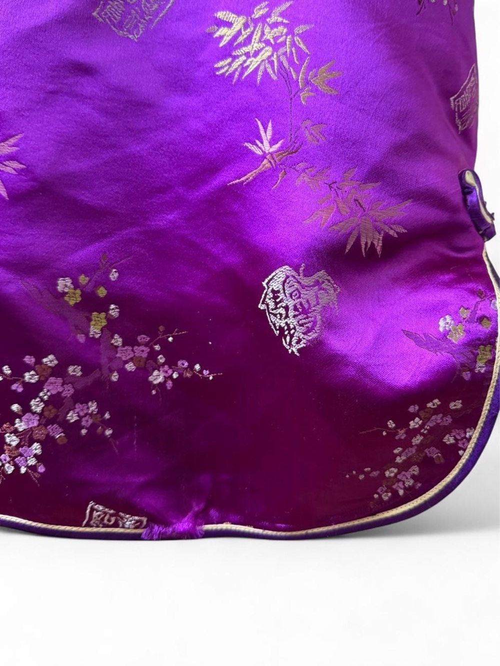 Purple Satin Halter Mini Cheongsam Dress - Picture 6 of 8